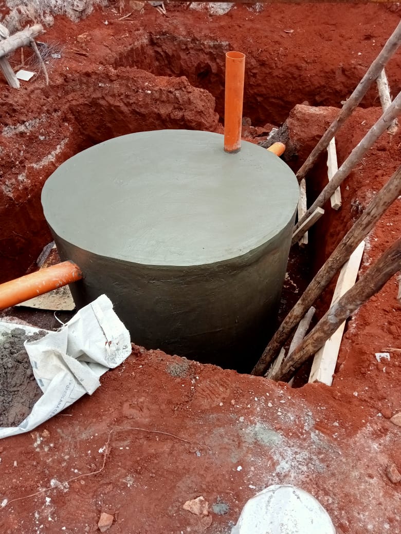 Concrete biodigester installation Kenya by Omidrop Africa