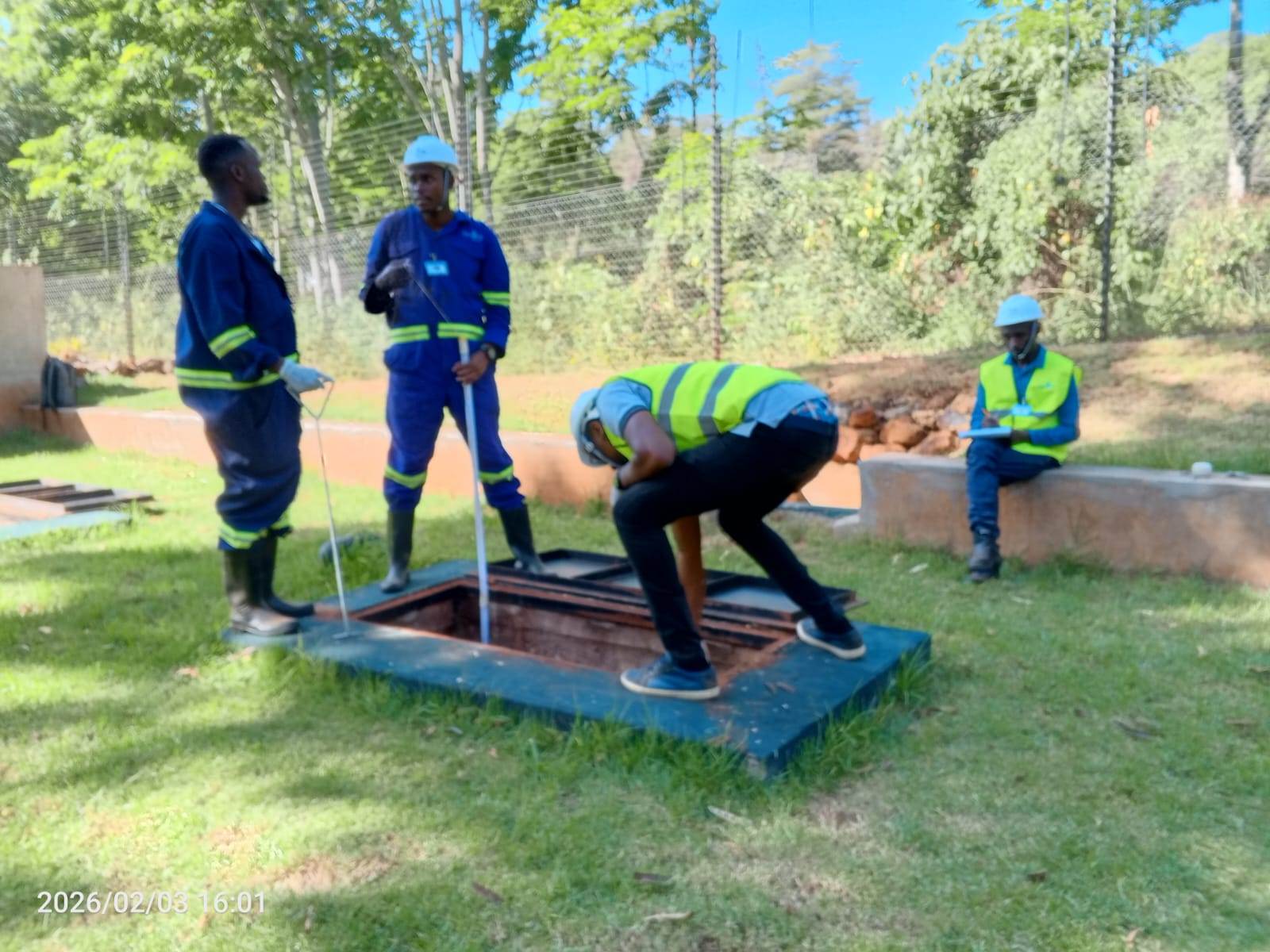 Septic tank inspection during an Omidrop Africa sewer system audit in Kenya